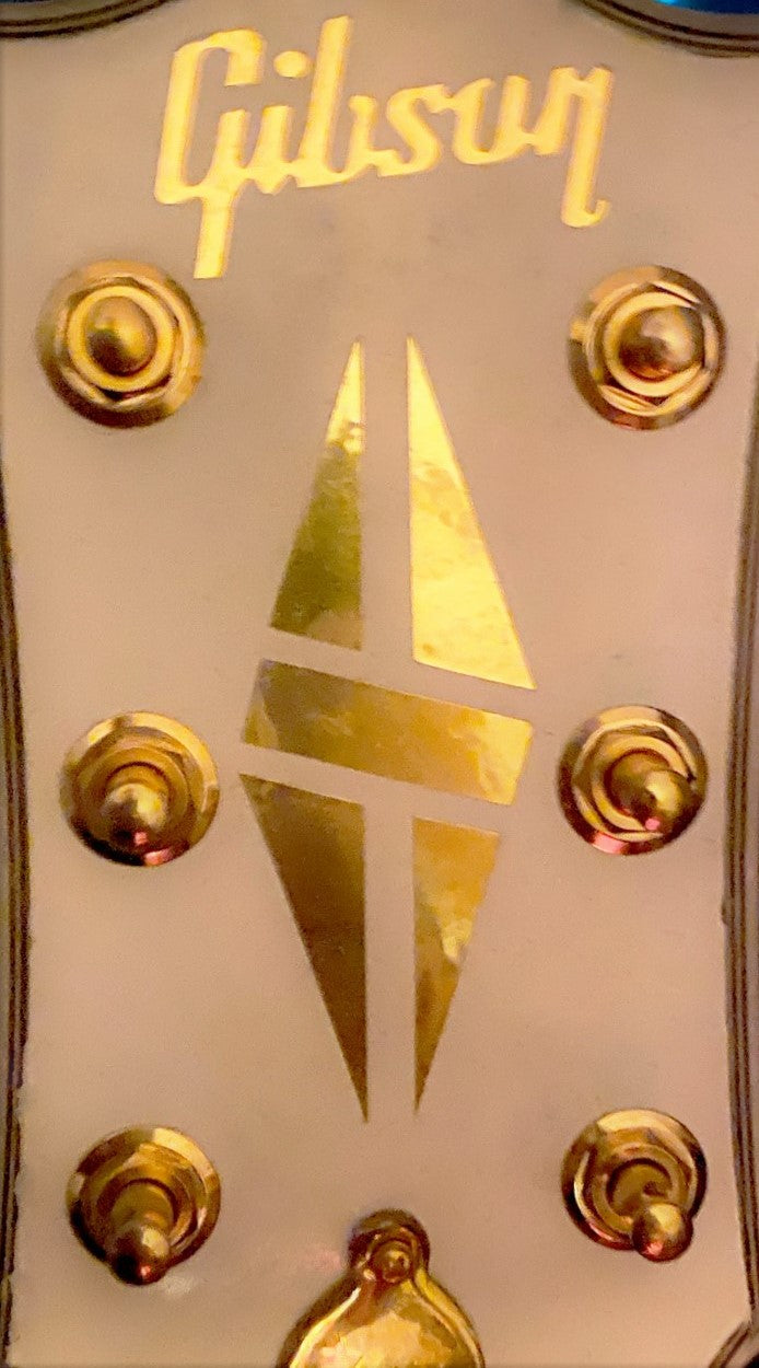 Gibson Guitar Headstock Decal, 1 Logo & 1 Split Diamond, Die-Cut Decal OEM Size, 0.4% 24k GOLDLEAF