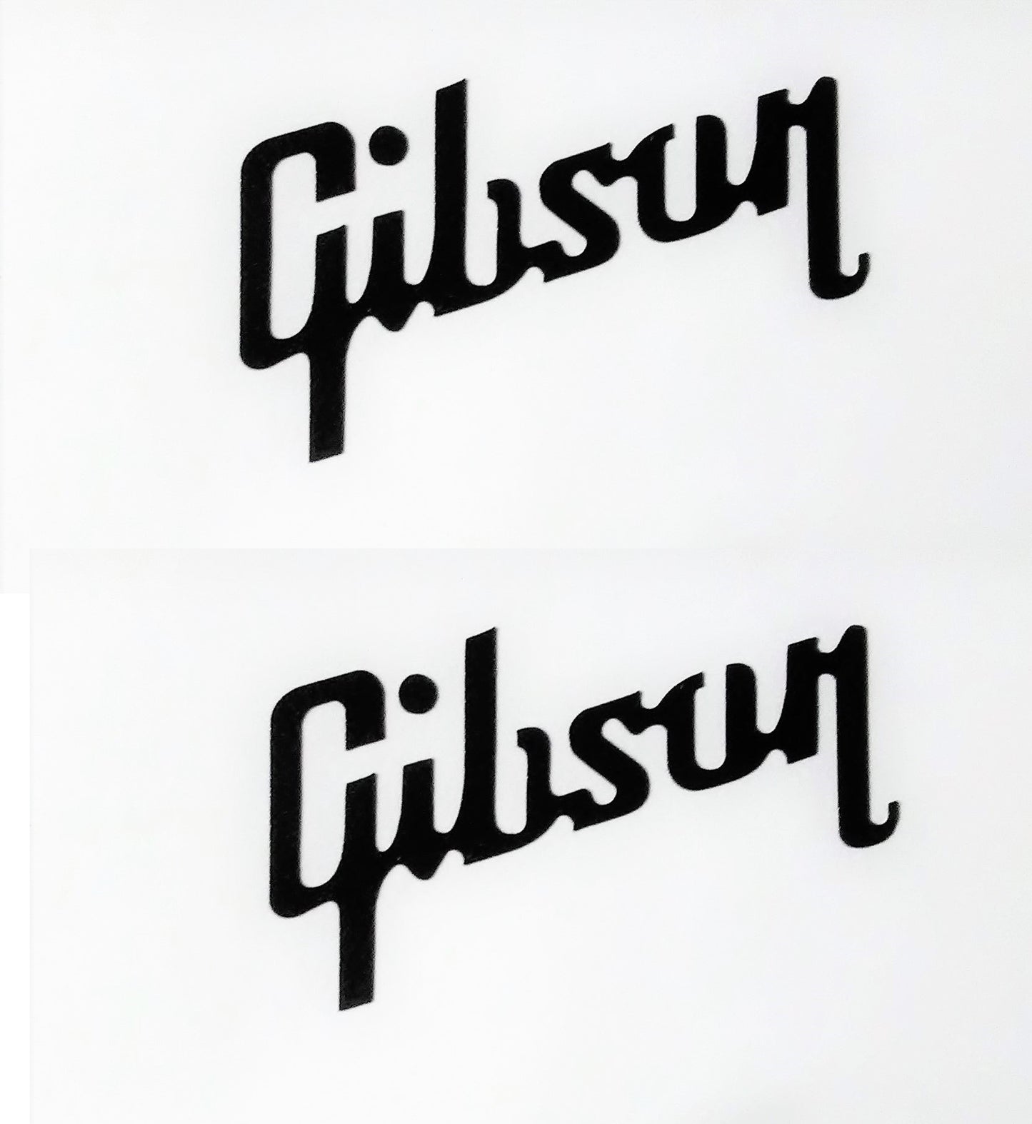Gibson Guitar Headstock Logo, Die Cut Vinyl Decal, Satin Black OEM Size Qty =2