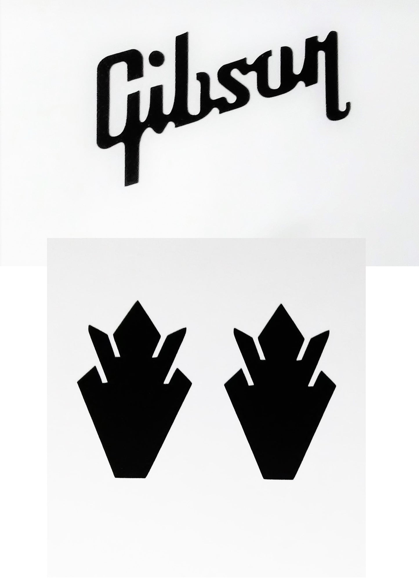 Gibson Guitar Headstock Logo & TWO Crowns, Die-Cut Vinyl Decal, Satin Black