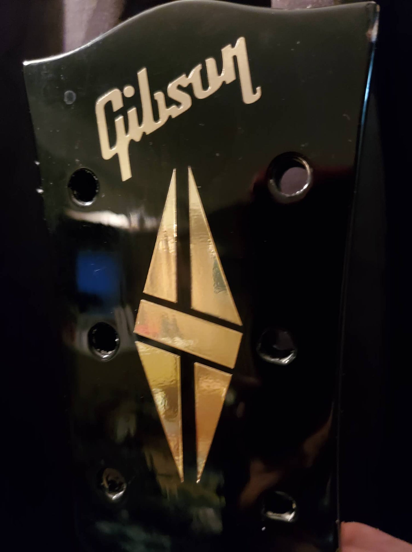 Gibson Guitar Headstock Decal, 1 Logo & 1 Split Diamond, Die-Cut Decal OEM Size, 0.4% 24k GOLDLEAF