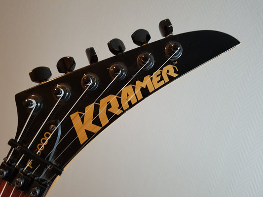 Kramer Guitar Headstock Logo Decal, Die-Cut Vinyl, Metallic Gold, Lot x2, Radius