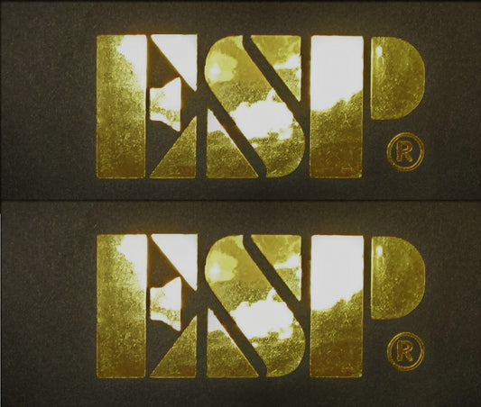 Esp Guitar Headstock Logo DIE-CUT Decal, LOT x2, 0.4% Gold Leaf, OEM Size