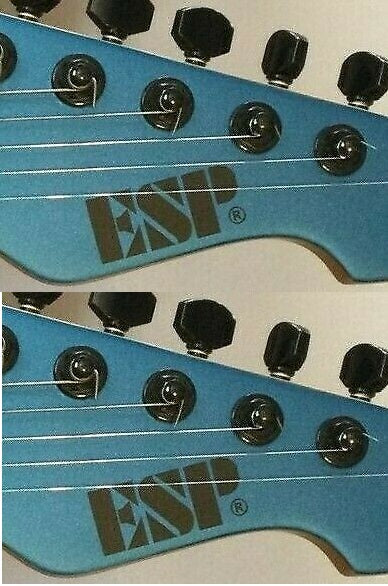 ESP Guitar Headstock Logo, Die-Cut Vinyl Decal, LOT x2, OEM SIZE Vapor/Satin Black