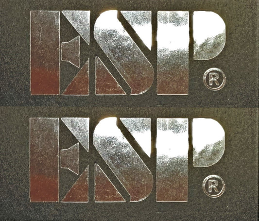 Esp Guitar Headstock Logo DIE-CUT Decal, LOT x2, 0.2% Silver Leaf, OEM Size
