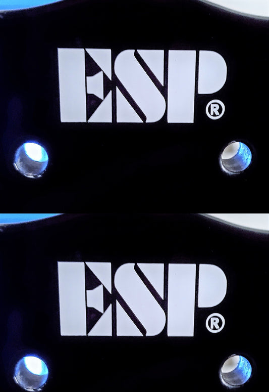ESP Guitar Headstock Logo, Die-Cut Vinyl Decal, LOT x2 OEM SIZE, Gloss White