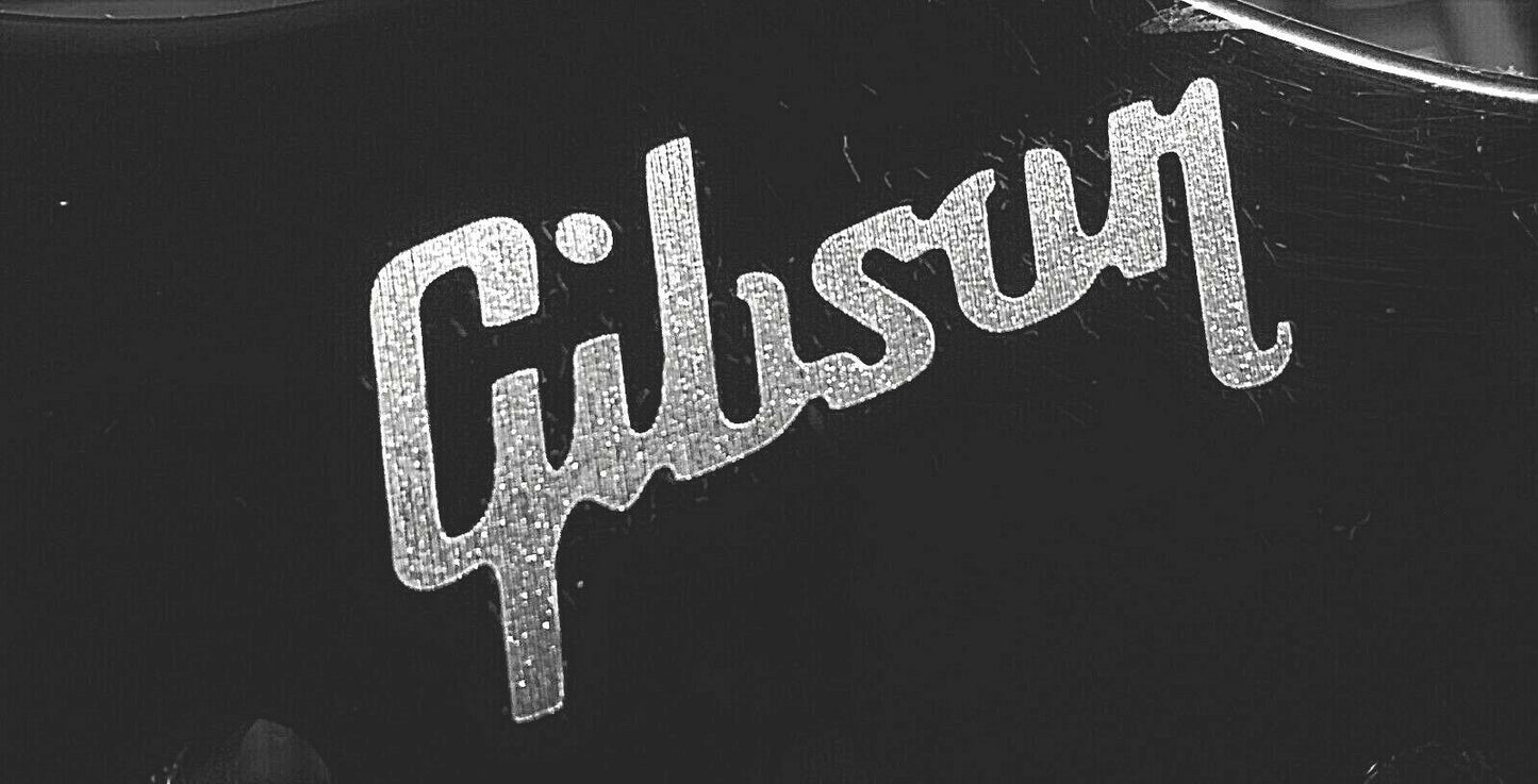 Gibson Guitar Headstock 1 Logo & 2 Crowns, Die-Cut Brushed Nickel Decal, OEM Size