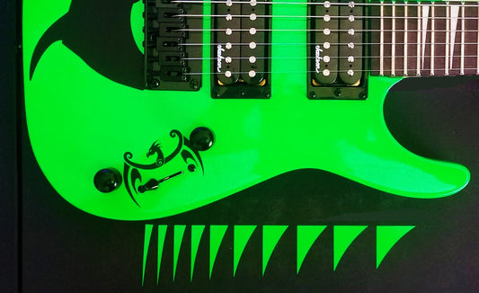 Jackson Guitar Shark Fin Fret Marker Covers, Die-Cut Vinyl Neon Green, OEM Size