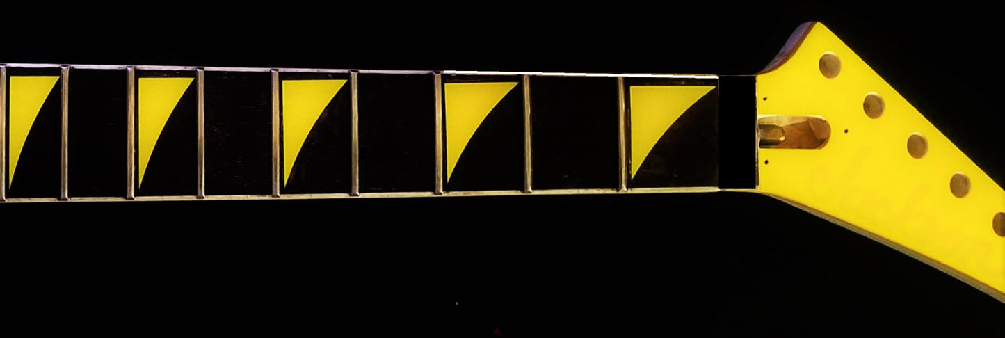 Jackson Guitar, Vinyl Shark Fin Fret Marker Covers, Die-Cut Vinyl Exact Fit, Neon Yellow