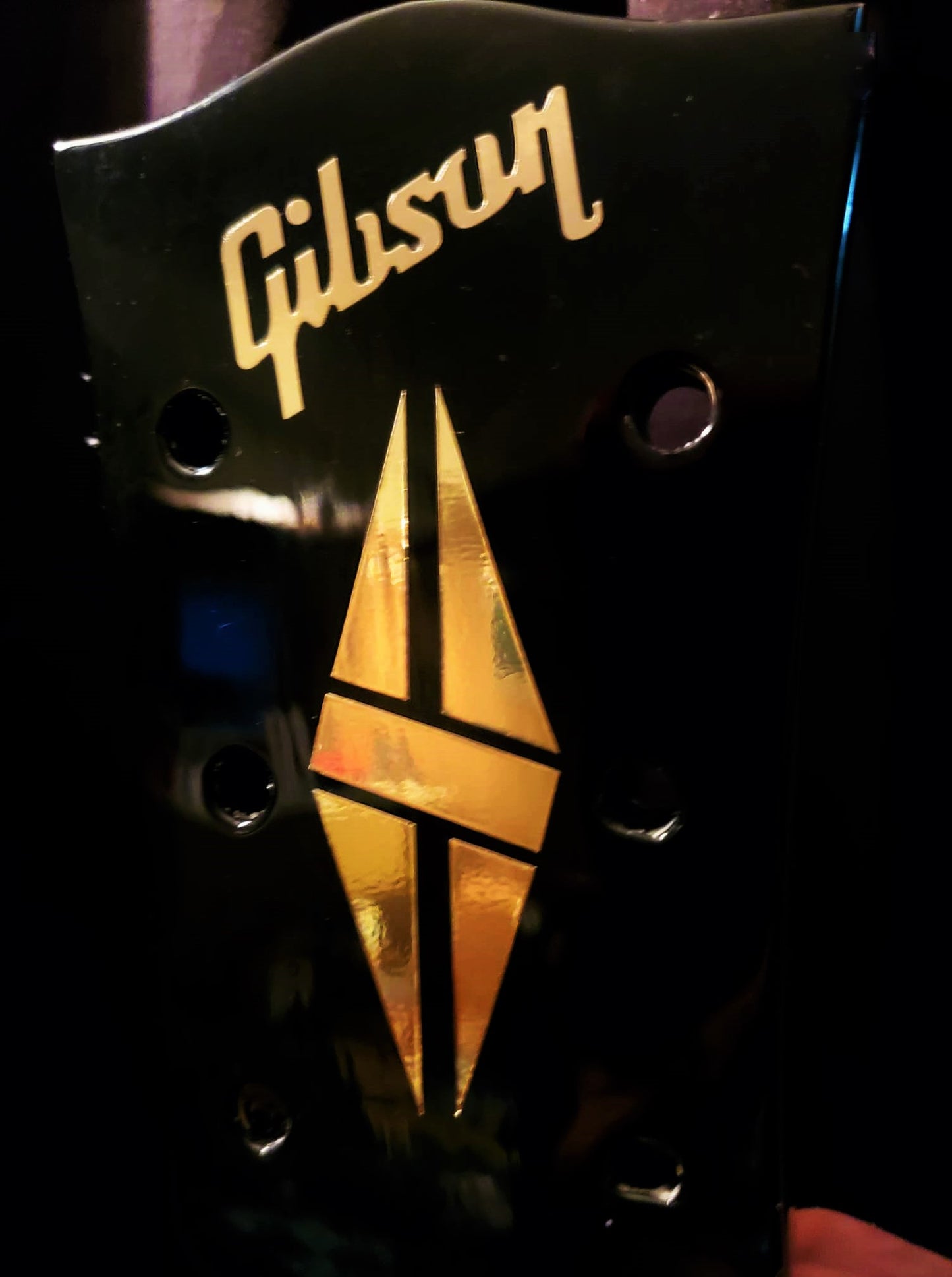 Gibson Guitar Headstock Decal, 1 Logo & 1 Split Diamond, Die-Cut Decal OEM Size, 0.4% 24k GOLDLEAF