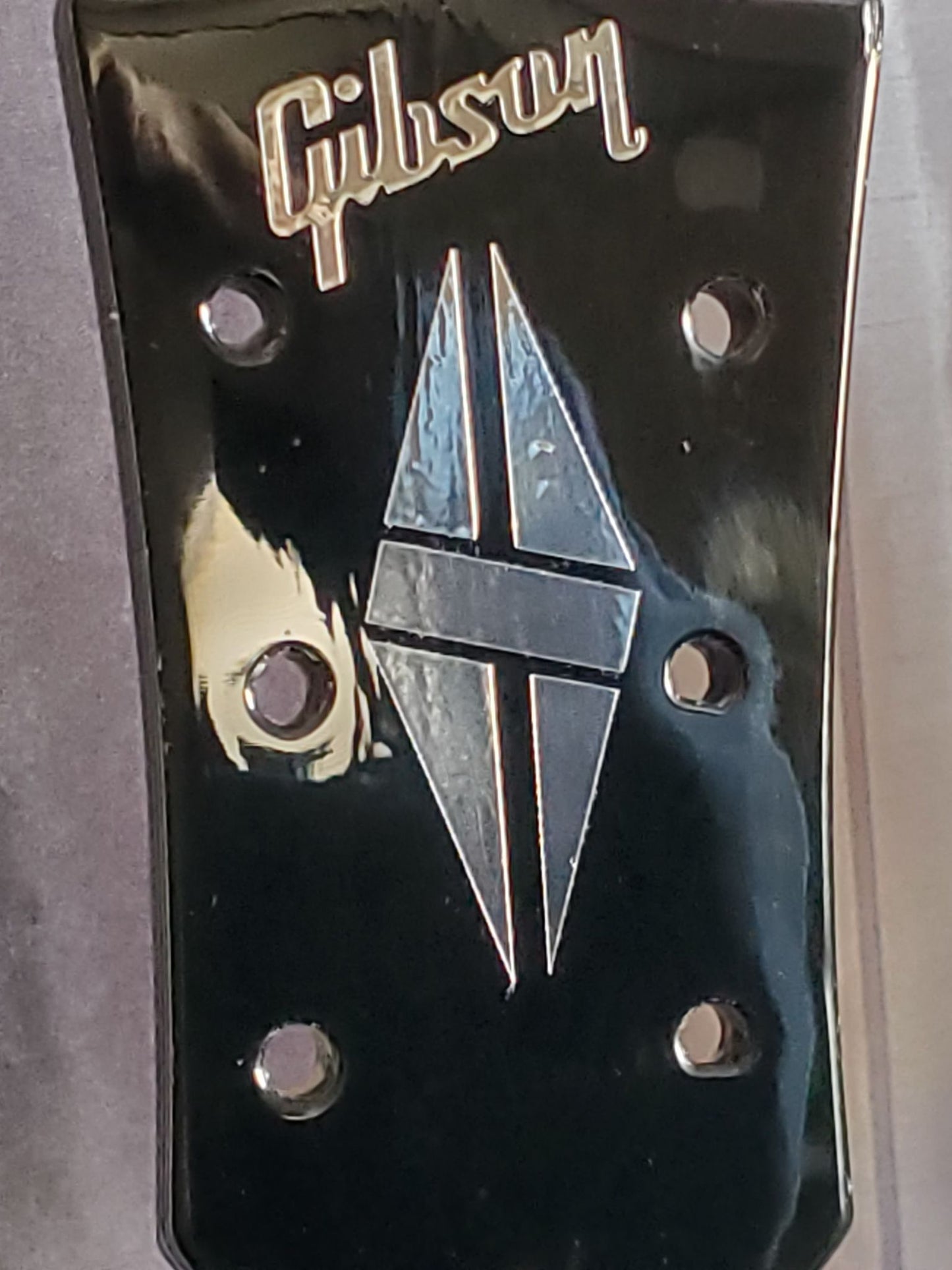 Gibson Guitar Headstock Logo & Split Diamond, Decal, OEM Size, 0.2% Silver Leaf