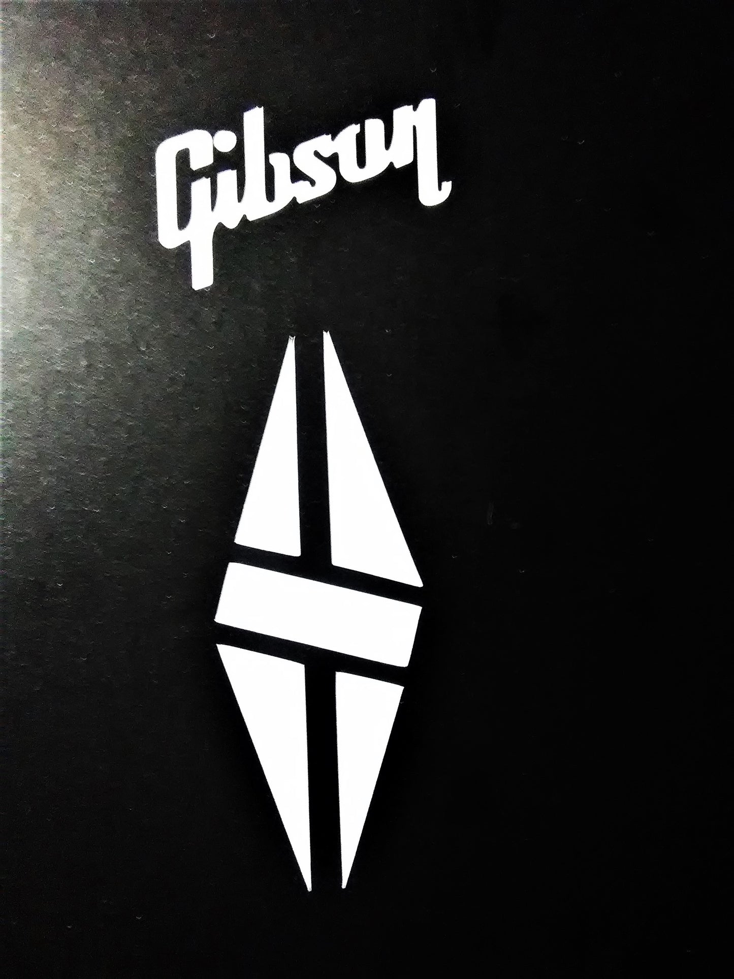 Gibson Guitar Headstock 2 Logos & 1 Split Diamond, Die-Cut Vinyl Decal, OEM Size MATTE/SATIN White