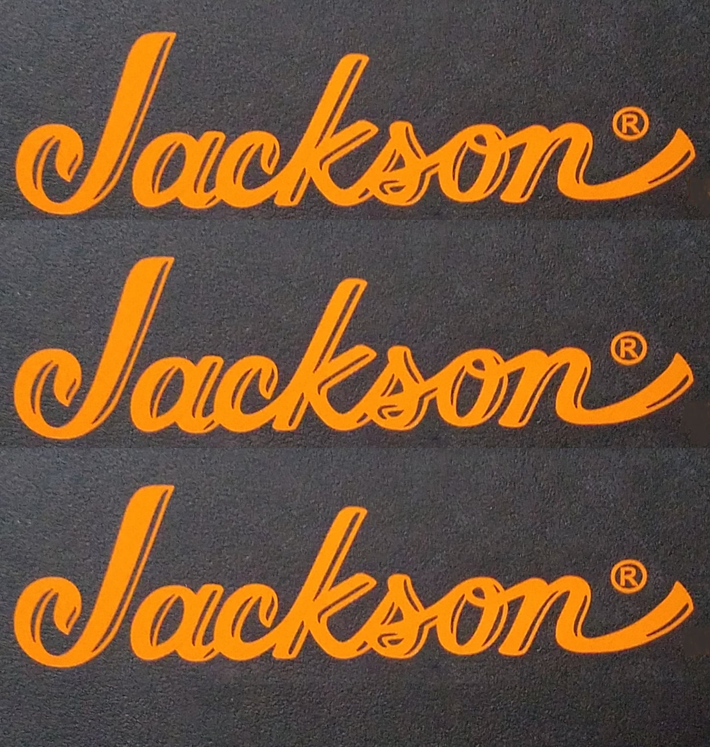 Jackson Guitar Headstock Logo, Die-Cut Vinyl Decal, OEM SIZE, ONE Neon Orange Decal