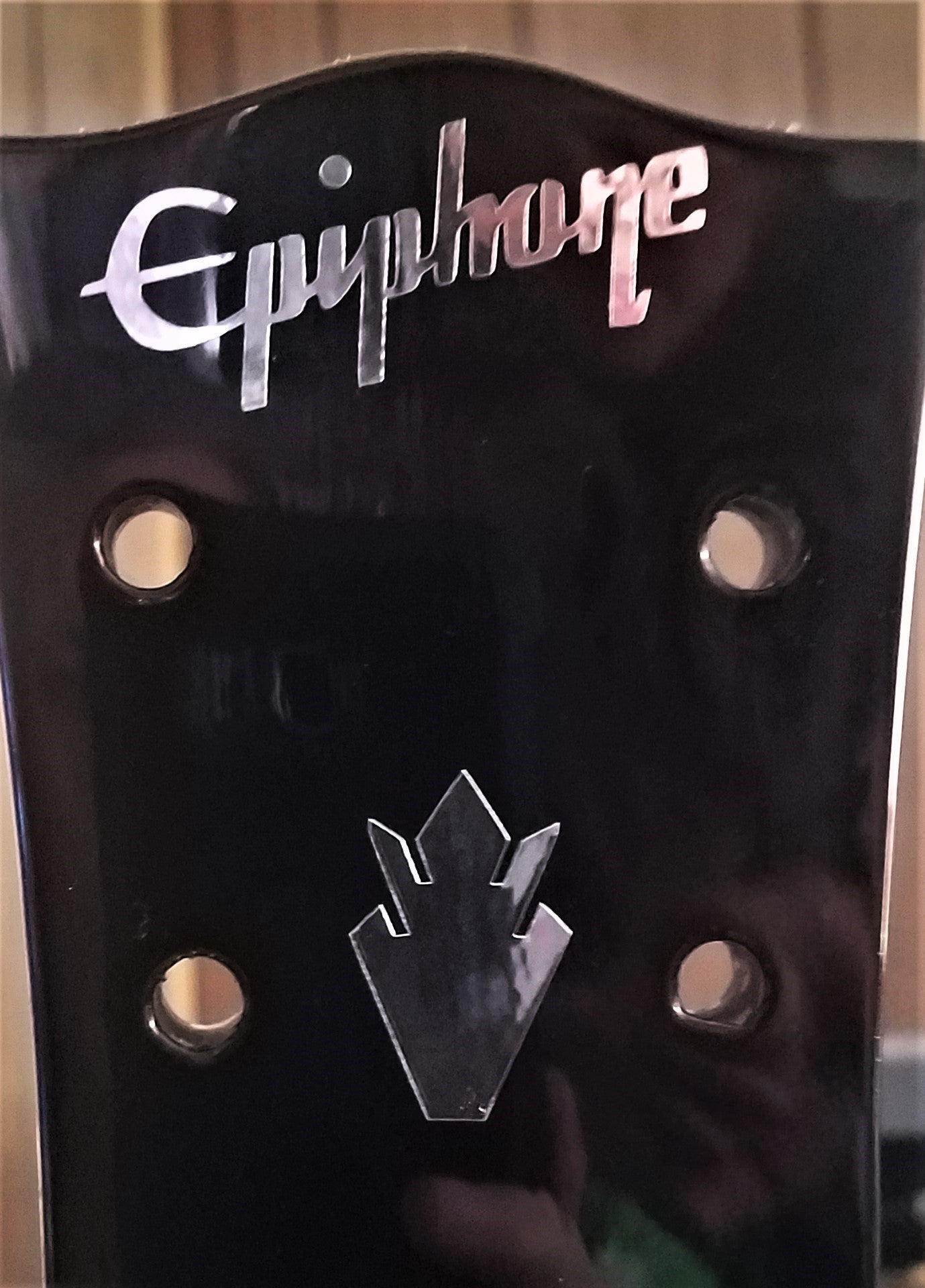 Epiphone Headstock 1 Logo & 2 Crowns, Die-Cut, Silverleaf Decal, OEM Size